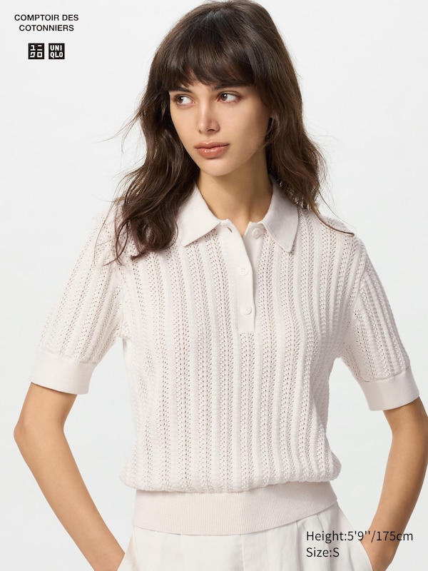 Джемпер-Поло из хлопка с ажурным узором (короткий рукав) Uniqlo, белый
Джемпер-Поло из хлопка с ажурным узором (короткий рукав) Uniqlo, белый