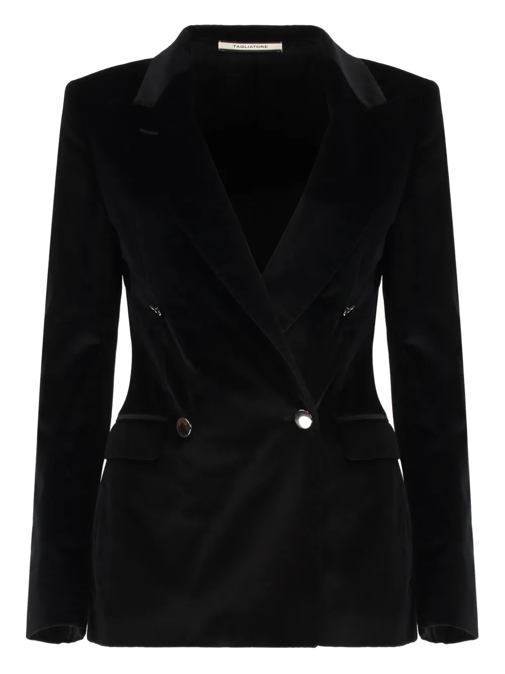 Двубортный бархатный блейзер Tagliatore, черный
Двубортный бархатный блейзер Tagliatore, черный
