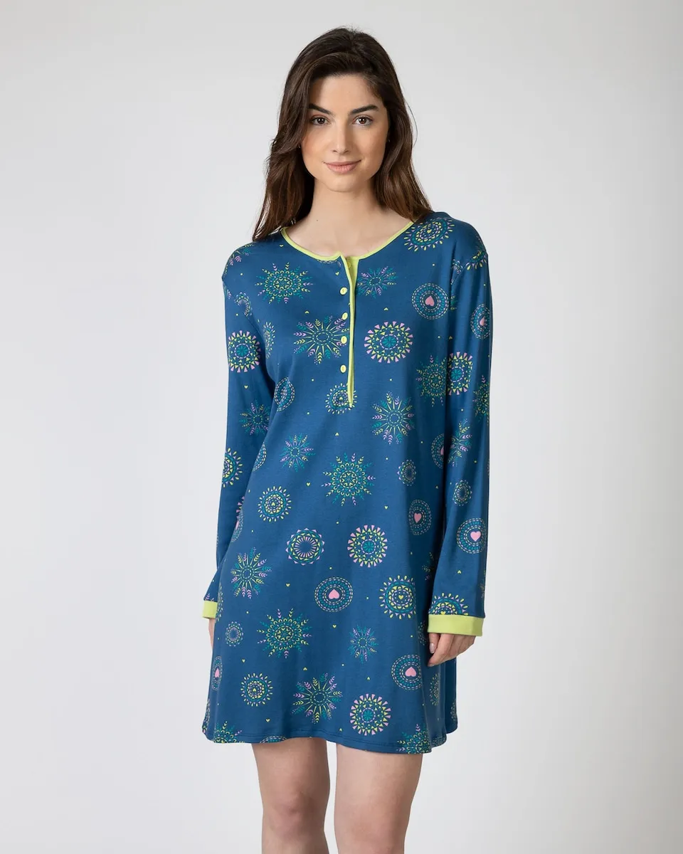 Короткая ночная рубашка с длинными рукавами и принтом Massana, синий/зеленый
Короткая ночная рубашка с длинными рукавами и принтом Massana, синий/зеленый