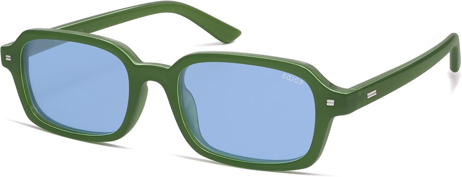 SOJOS Модные прямоугольные поляризованные солнцезащитные очки для женщин и мужчин, маленькие, в стиле ретро, тонкие, квадратные, модель SJ2610, Green/Light Blue Tint
SOJOS Модные прямоугольные поляризованные солнцезащитные очки для женщин и мужчин, маленькие, в стиле ретро, тонкие, квадратные, модель SJ2610, Green/Light Blue Tint