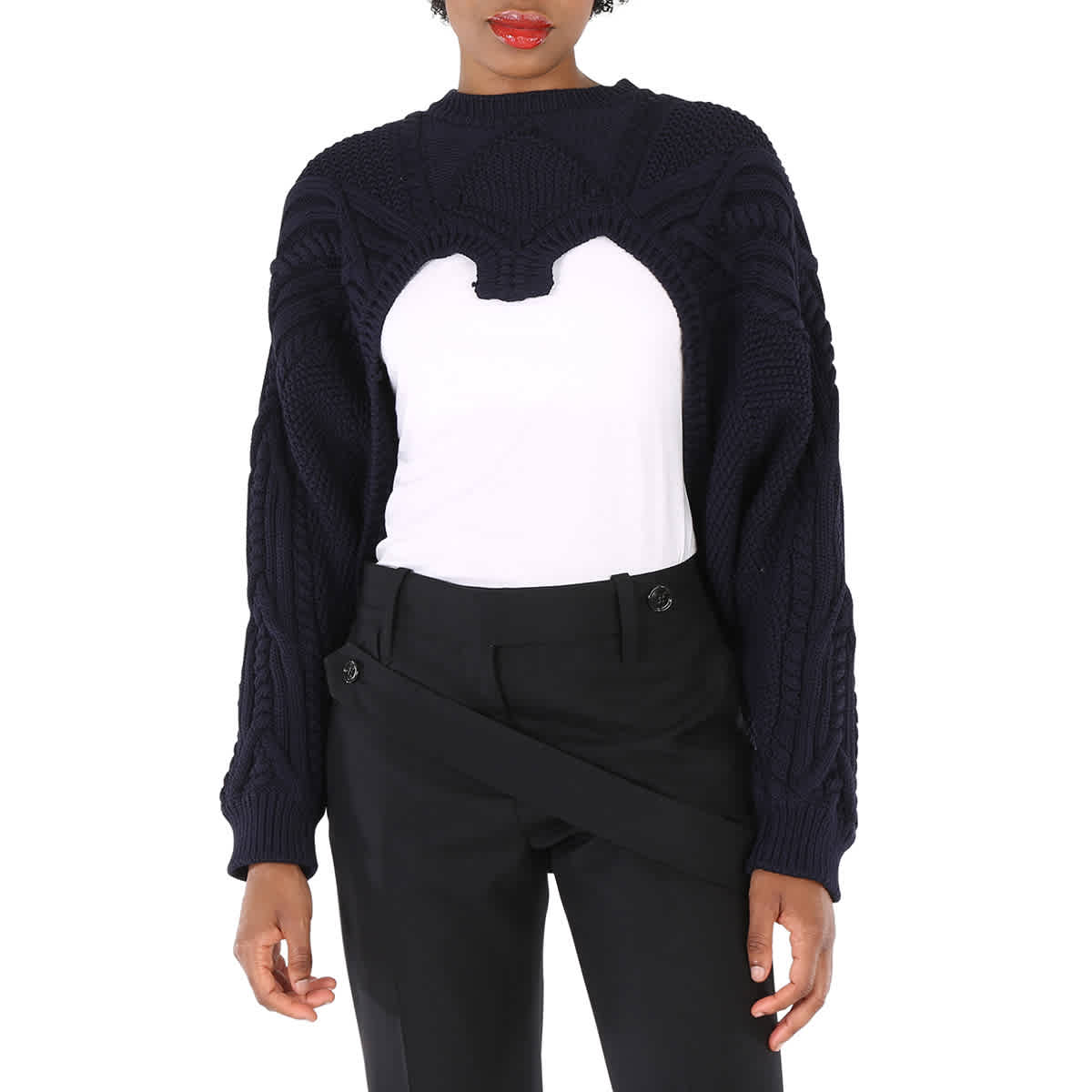 Женский джемпер Burberry Ink Blue Cable Knit с открытым передом
Женский джемпер Burberry Ink Blue Cable Knit с открытым передом