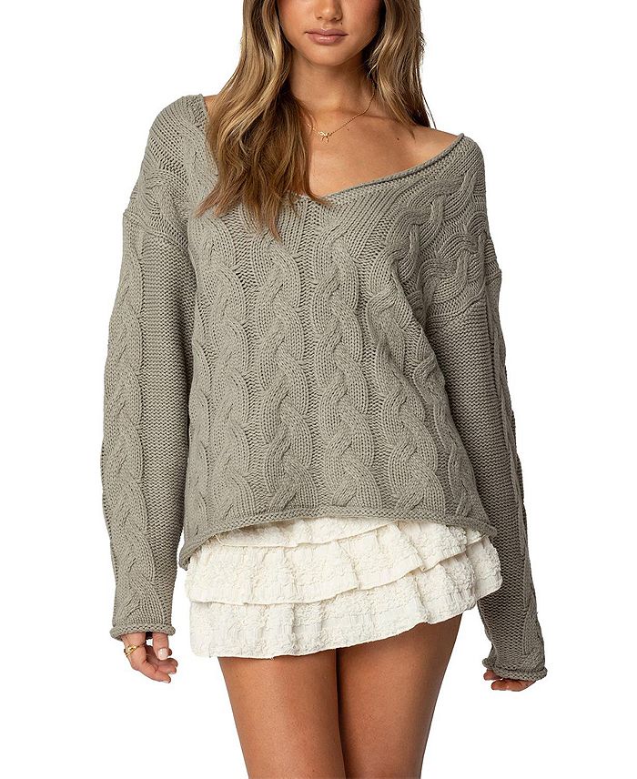 Ингер Объемный Свитер с Косой Вязкой Edikted, зеленый
Ингер Объемный Свитер с Косой Вязкой Edikted, зеленый