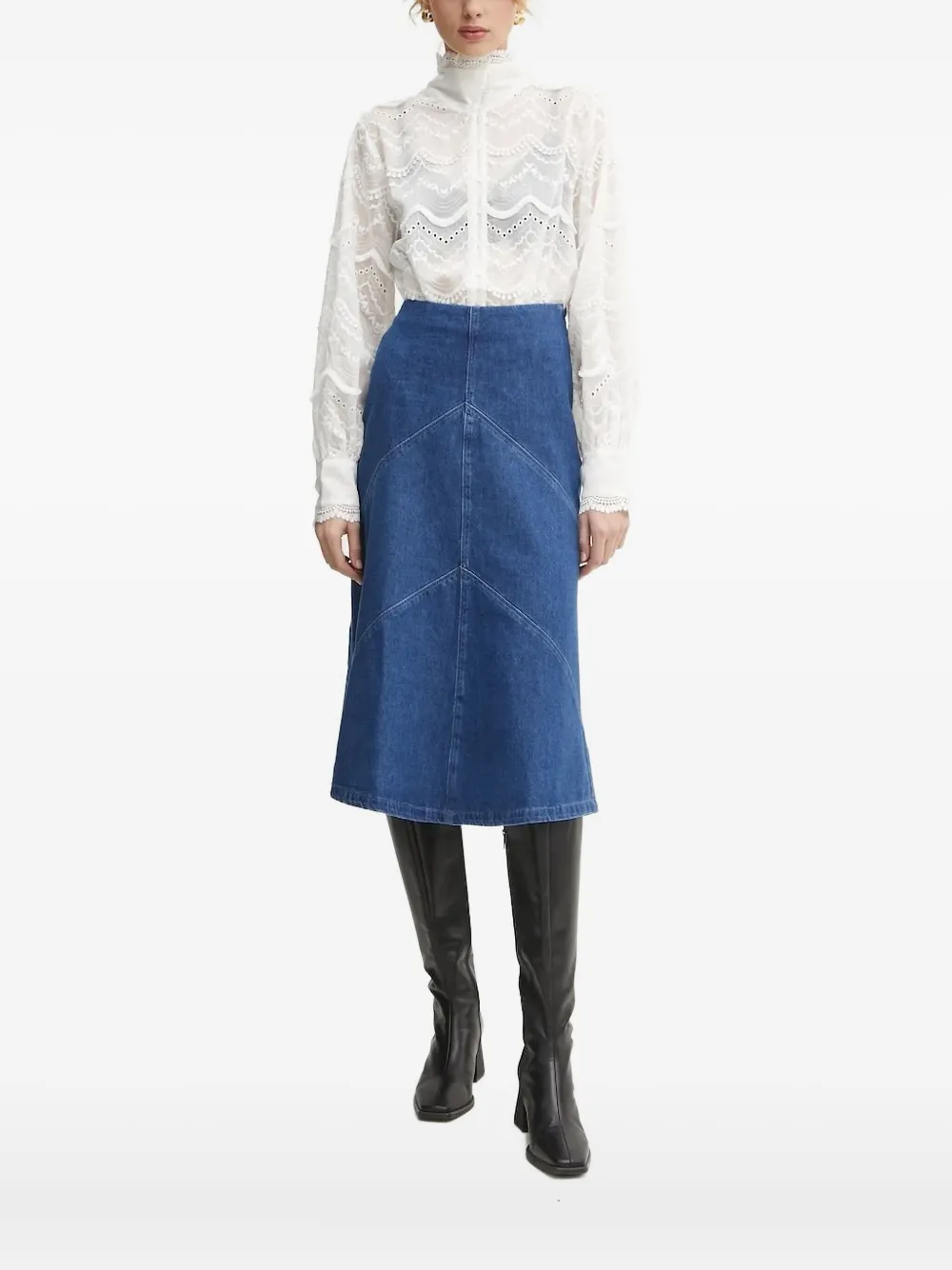 Вышитая блузка с воротником-стойкой Bruuns Bazaar, белый 
Вышитая блузка с воротником-стойкой Bruuns Bazaar, белый