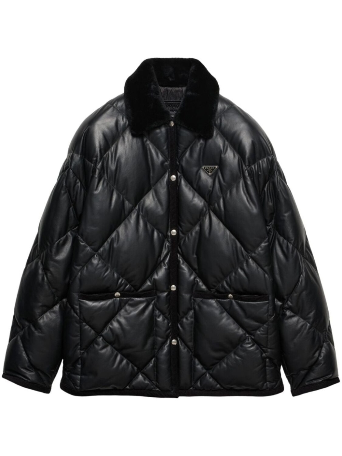 Стеганая кожаная куртка Prada, черный
Стеганая кожаная куртка Prada, черный