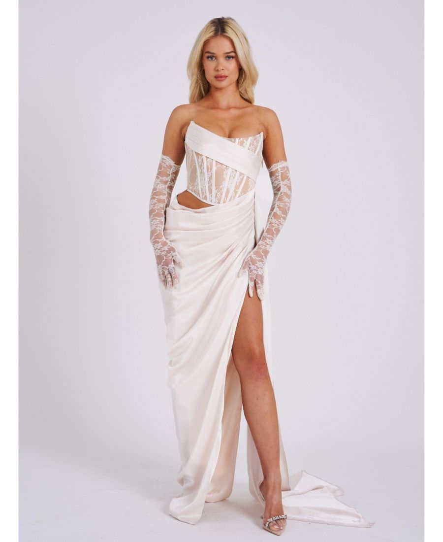 Женское платье Callie Pearl из белого кружева и атласа с корсетом и высоким разрезом Miss Circle, White
Женское платье Callie Pearl из белого кружева и атласа с корсетом и высоким разрезом Miss Circle, White