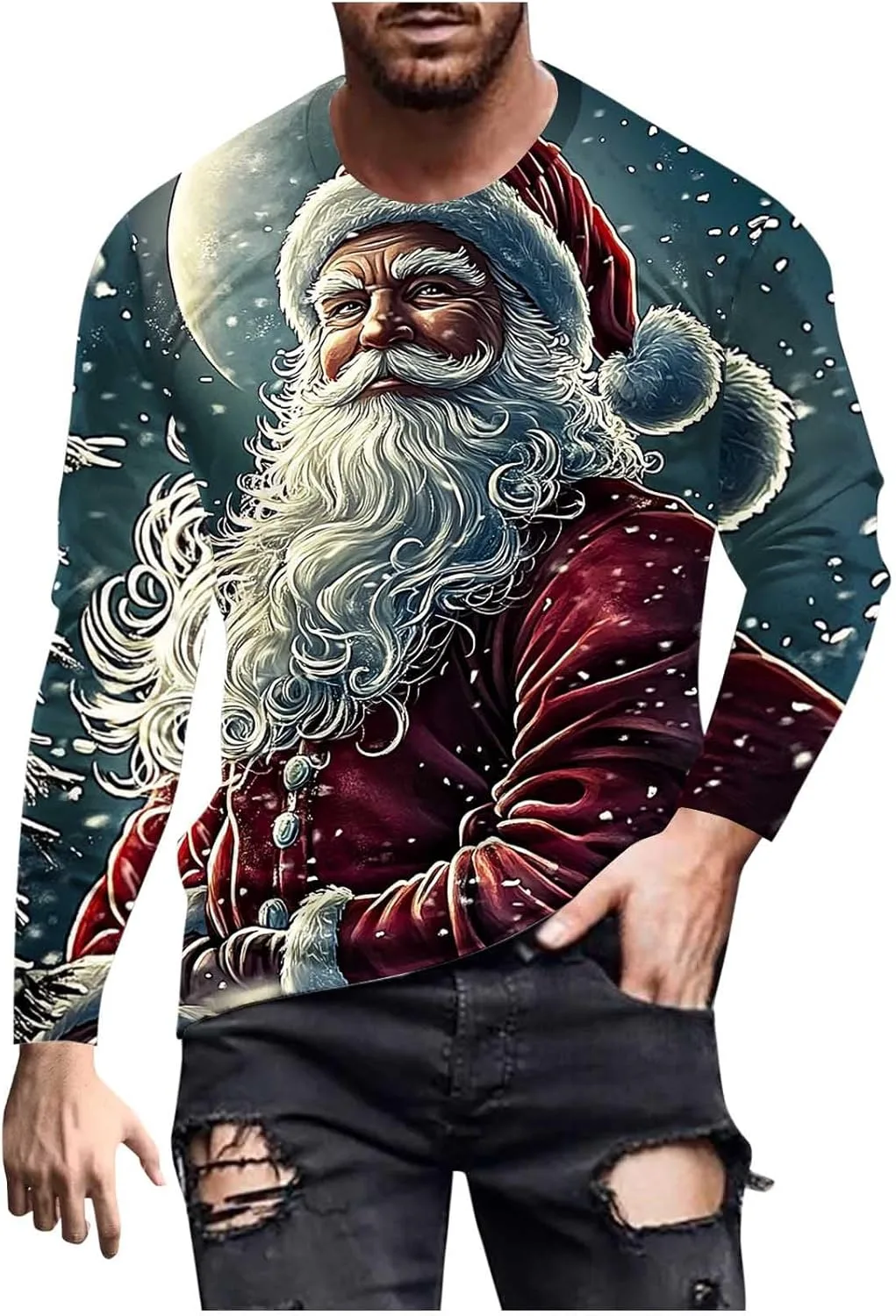 Мужская футболка с длинным рукавом и новогодним принтом
Мужская футболка с длинным рукавом и новогодним принтом