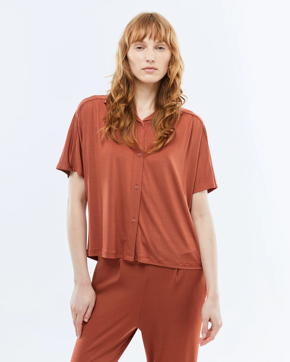 Женская трикотажная рубашка с коротким рукавом Andam, коричневый
Женская трикотажная рубашка с коротким рукавом Andam, коричневый