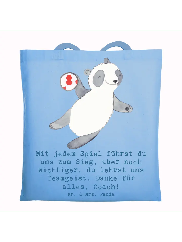Сумка для переноски Mr & Mrs Panda Handball Trainerin Dankeschön, небесно-синий 
Сумка для переноски Mr & Mrs Panda Handball Trainerin Dankeschön, небесно-синий