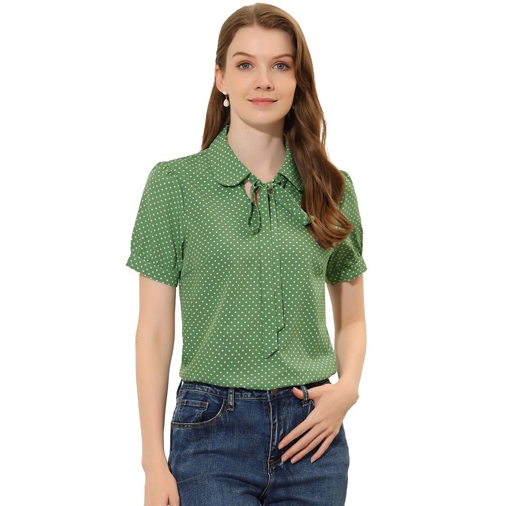 Женские блузки в горошек в стиле ретро с галстуком-бабочкой и воротником Питера Пэна, шифоновая блузка ALLEGRA K, зеленый
Женские блузки в горошек в стиле ретро с галстуком-бабочкой и воротником Питера Пэна, шифоновая блузка ALLEGRA K, зеленый