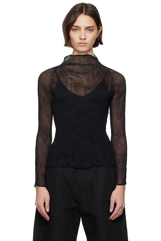 Чифоновый джемпер с высоким воротником и крученой нитью bk/wt-56 Issey Miyake, черный
Чифоновый джемпер с высоким воротником и крученой нитью bk/wt-56 Issey Miyake, черный