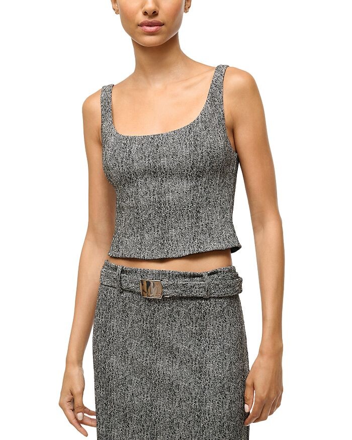 STAUD Wells Корсетный топ с узором «елочка», серый
STAUD Wells Корсетный топ с узором «елочка», серый