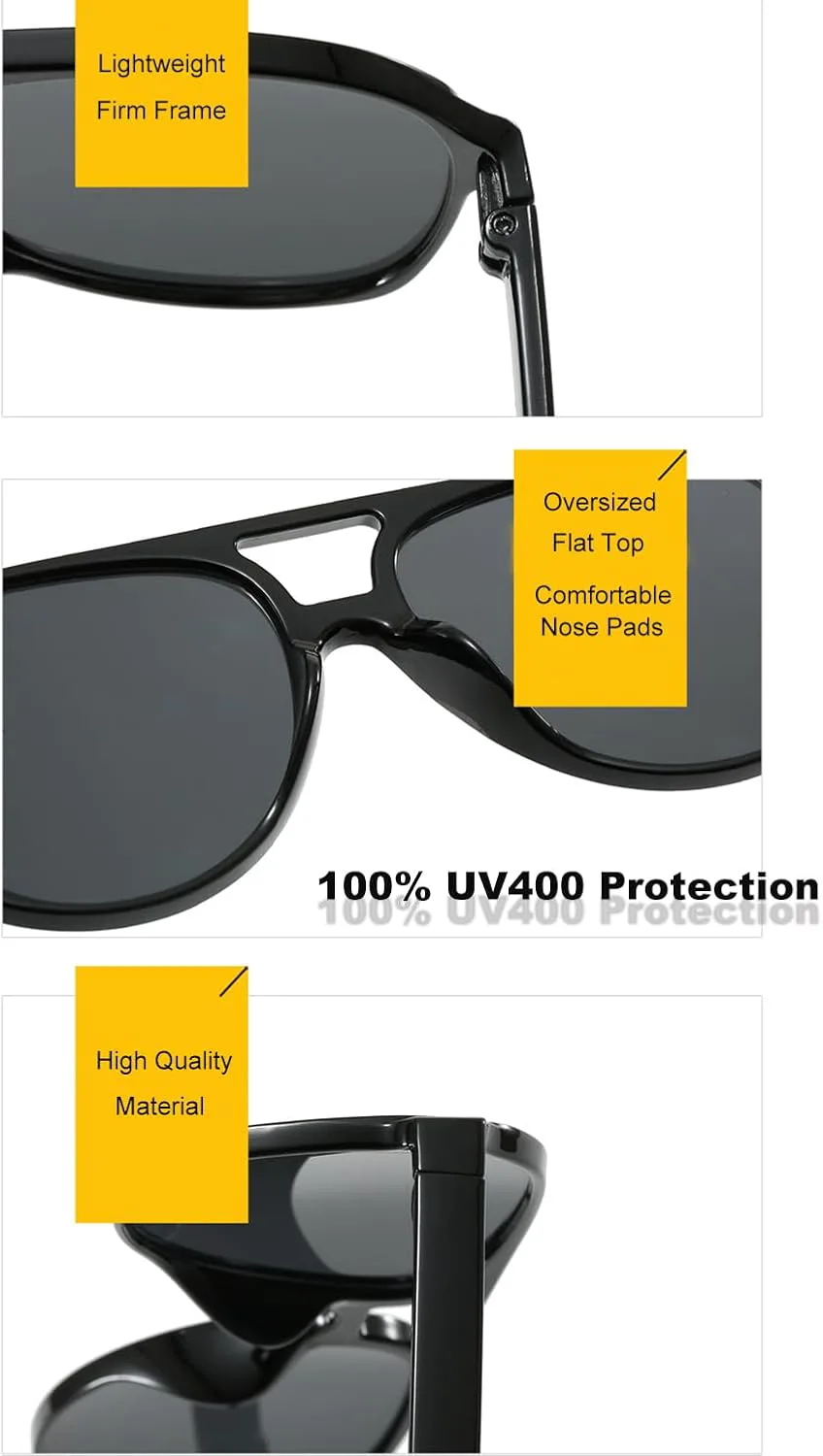 Винтажные солнцезащитные очки-авиаторы большого размера для женщин и мужчин, не спутываются, в стиле ретро 70-х, тонированные, с большой оправой Azoxus, All Black
Винтажные солнцезащитные очки-авиаторы большого размера для женщин и мужчин, не спутываются, в стиле ретро 70-х, тонированные, с большой оправой Azoxus, All Black