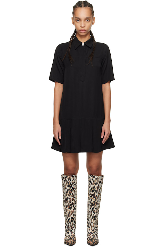 Вискозное мини-платье в рубчик Ganni, черный
Вискозное мини-платье в рубчик Ganni, черный