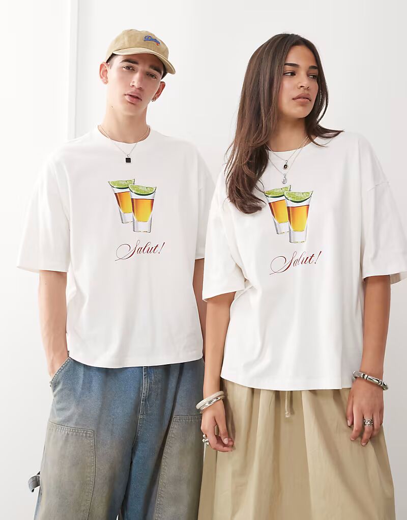 COLLUSION Белая футболка унисекс с графикой выстрелов
COLLUSION Белая футболка унисекс с графикой выстрелов