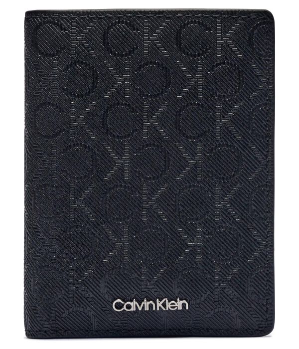 Кошелек мужской Calvin Klein кожаный с тиснением, черный 
Кошелек мужской Calvin Klein кожаный с тиснением, черный