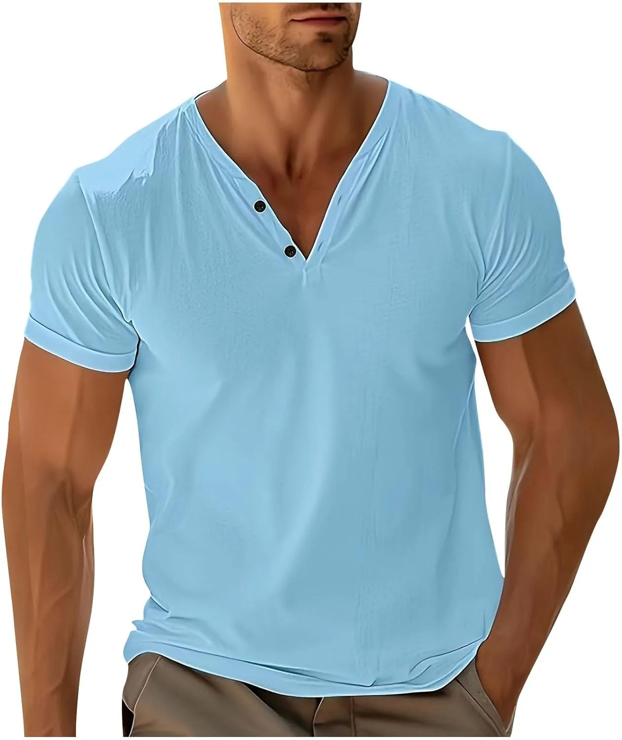Мужская футболка Henley с коротким рукавом и V-образным вырезом, легкая, Slim Fit FZYLQY
Мужская футболка Henley с коротким рукавом и V-образным вырезом, легкая, Slim Fit FZYLQY