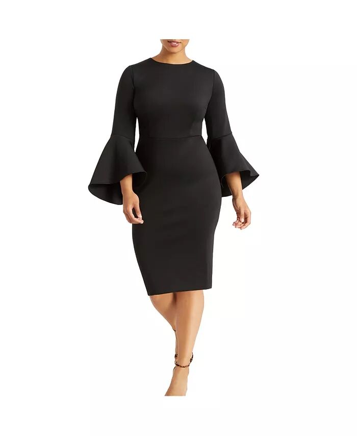 Женское платье-рубашка с расклешенными рукавами больших размеров ELOQUII, черный
Женское платье-рубашка с расклешенными рукавами больших размеров ELOQUII, черный