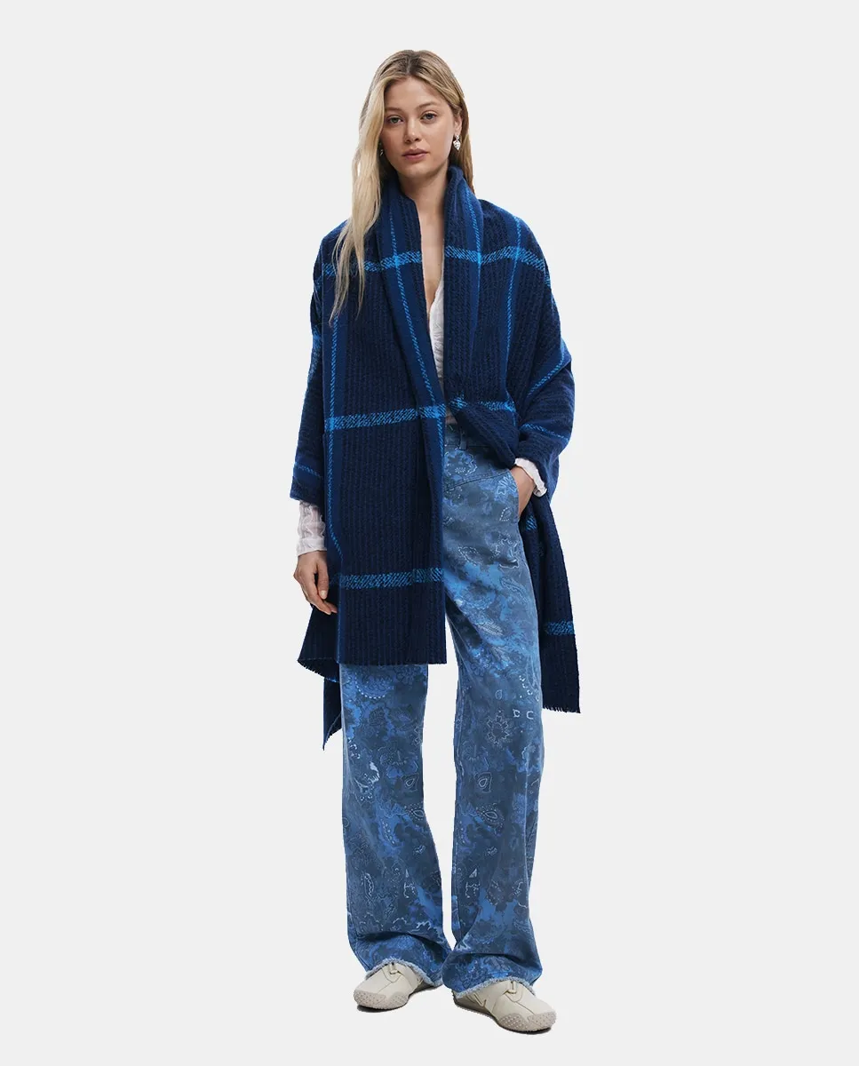 Клетчатый шарф-накидка Desigual, синий
Клетчатый шарф-накидка Desigual, синий