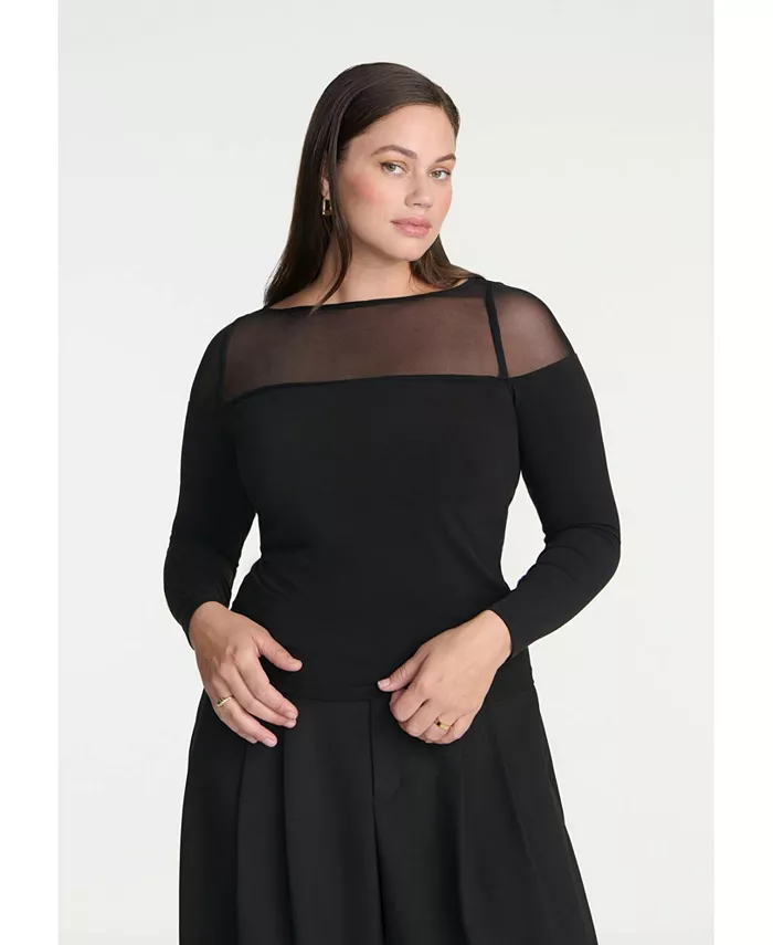 Женский топ с длинными рукавами и сетчатыми вставками Elements ELOQUII, черный
Женский топ с длинными рукавами и сетчатыми вставками Elements ELOQUII, черный