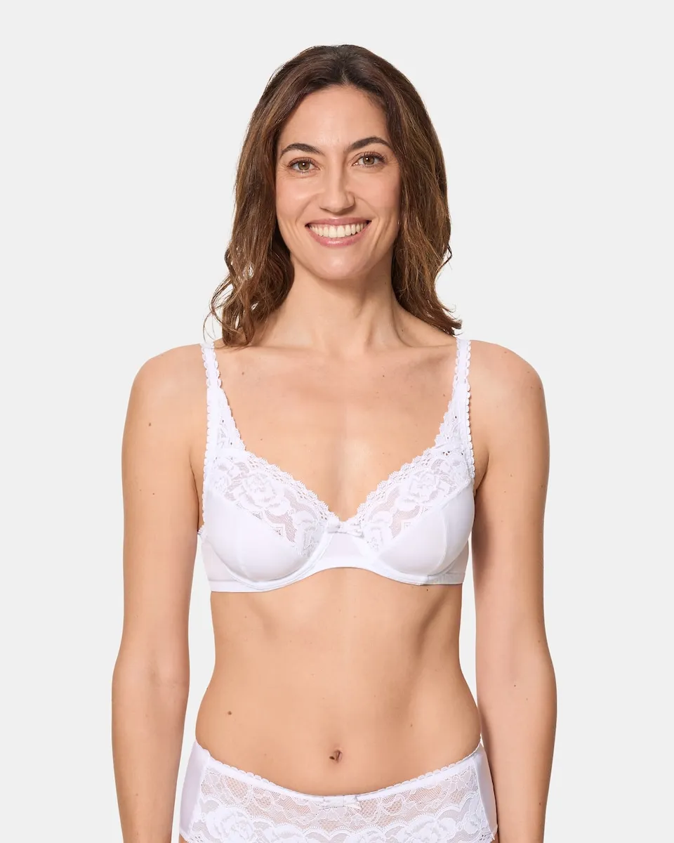 Бюстгальтер с косточками из переработанного кружева и микрофибры Playtex, белый
Бюстгальтер с косточками из переработанного кружева и микрофибры Playtex, белый