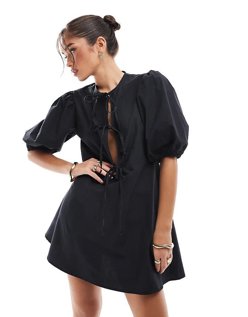 Мини-платье с завязками спереди черного цвета ASOS DESIGN
Мини-платье с завязками спереди черного цвета ASOS DESIGN