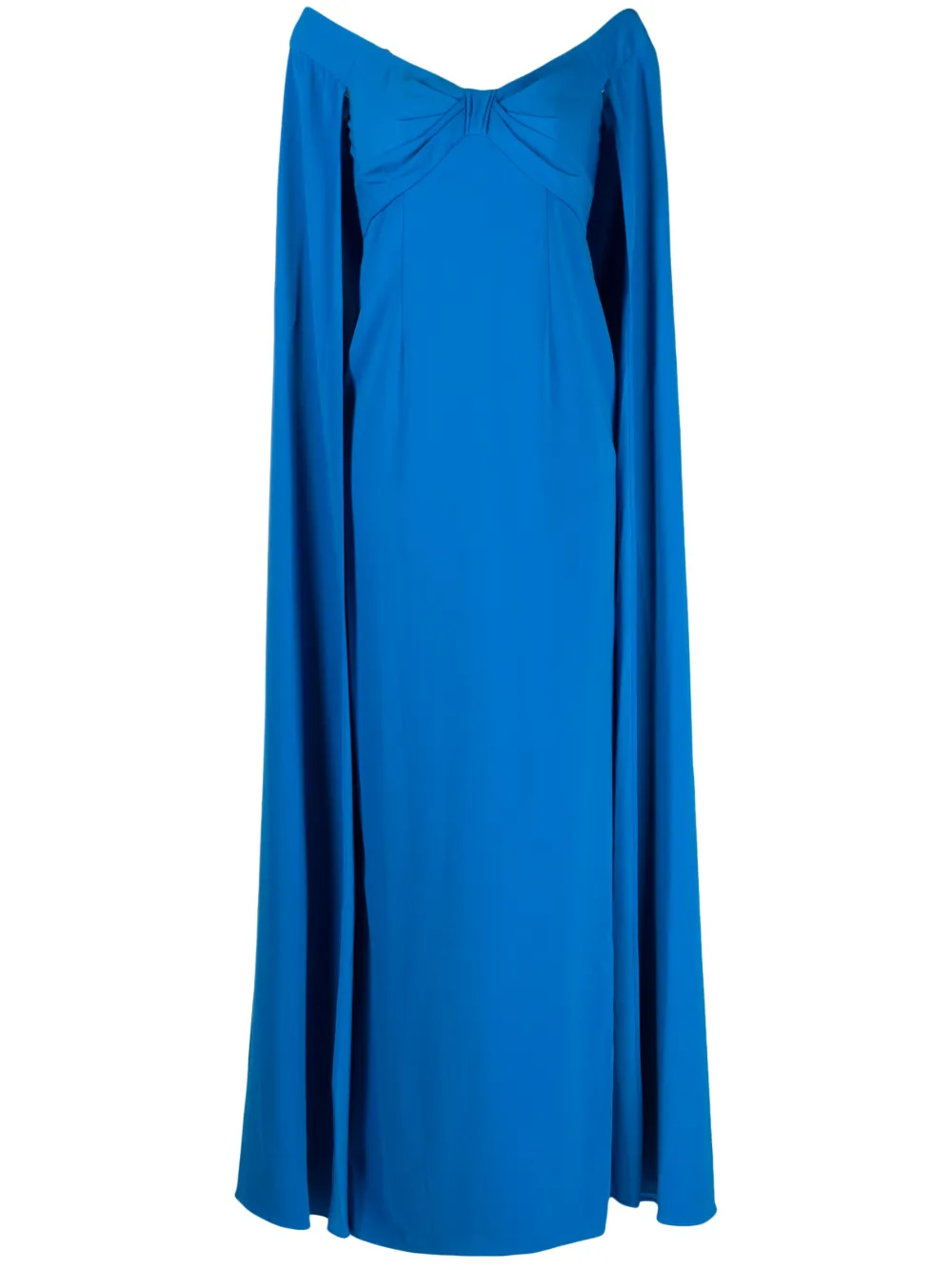 Вечернее платье с открытыми плечами и кейпом Marchesa Notte, синий
Вечернее платье с открытыми плечами и кейпом Marchesa Notte, синий