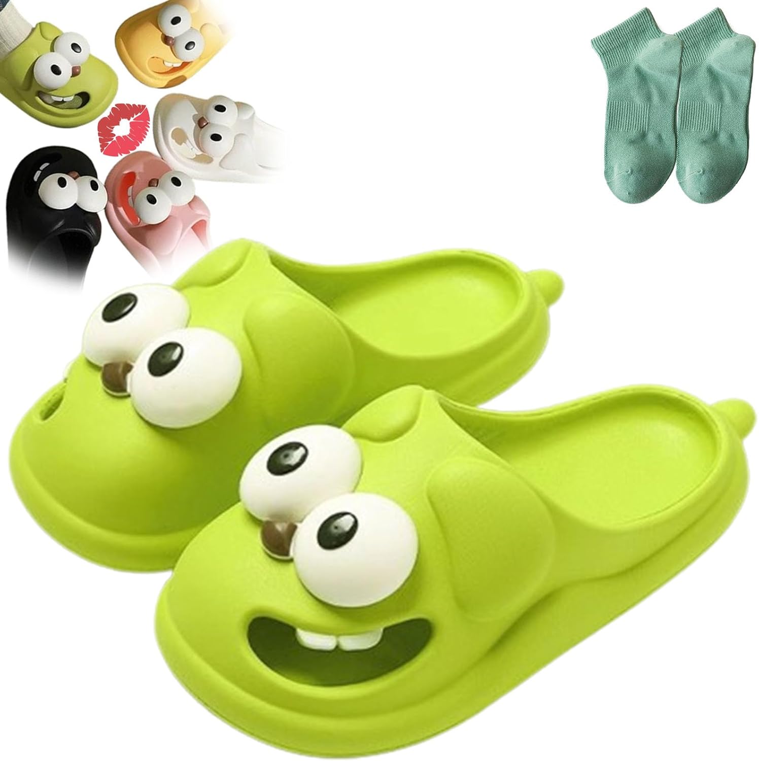 Тапочки DENGWANG с поцелуем, язычковые тапочки, тапочки с язычком и поцелуем, 3D веселые тапочки с большой головой собаки из EVA для унисекса, зеленый
Тапочки DENGWANG с поцелуем, язычковые тапочки, тапочки с язычком и поцелуем, 3D веселые тапочки с большой головой собаки из EVA для унисекса, зеленый