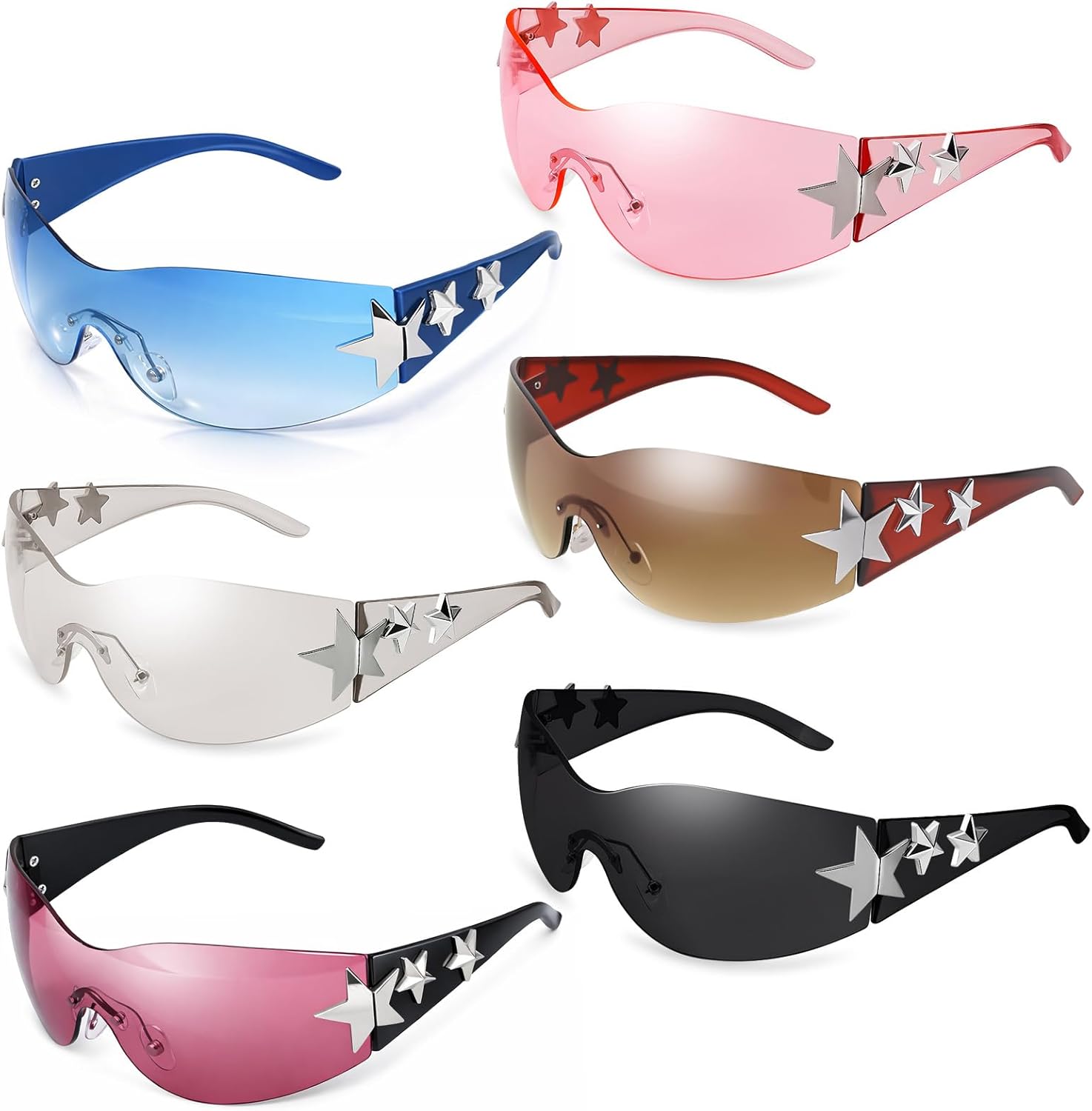 3 пары солнцезащитных очков Y2K для женщин и мужчин, модные солнцезащитные очки-щитки с обтекаемой формой, большие модные безрамочные очки Ovveroche, 6 Pairs - Color Mixing
3 пары солнцезащитных очков Y2K для женщин и мужчин, модные солнцезащитные очки-щитки с обтекаемой формой, большие модные безрамочные очки Ovveroche, 6 Pairs - Color Mixing