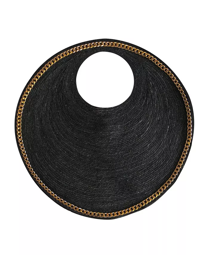 SOLO FIG Большая черная джутовая сумка с золотой цепочкой Brunna.co, черный 
SOLO FIG Большая черная джутовая сумка с золотой цепочкой Brunna.co, черный