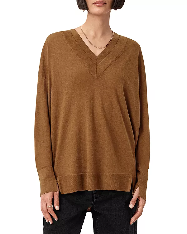 Свитер Bern с V-образным вырезом и вставками Allsaints, коричневый
Свитер Bern с V-образным вырезом и вставками Allsaints, коричневый