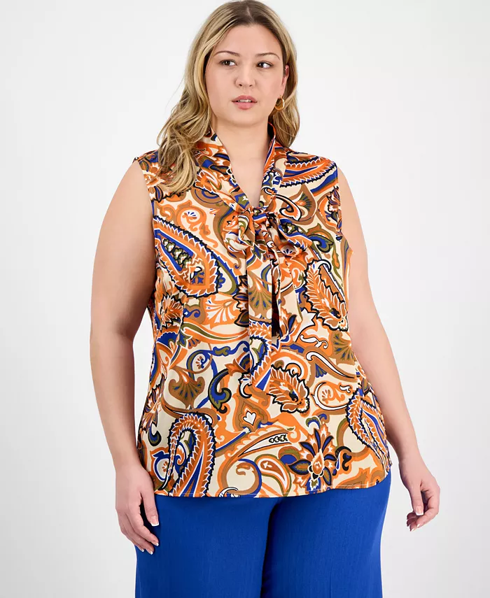 Блузка больших размеров с принтом пейсли и завязкой на шее Tahari ASL, коричневый/бежевый
Блузка больших размеров с принтом пейсли и завязкой на шее Tahari ASL, коричневый/бежевый