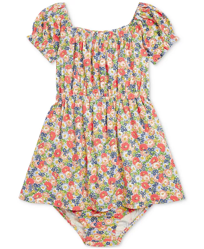 Платье для девочек из хлопкового джерси с цветочным принтом Polo Ralph Lauren, мультиколор 
Платье для девочек из хлопкового джерси с цветочным принтом Polo Ralph Lauren, мультиколор