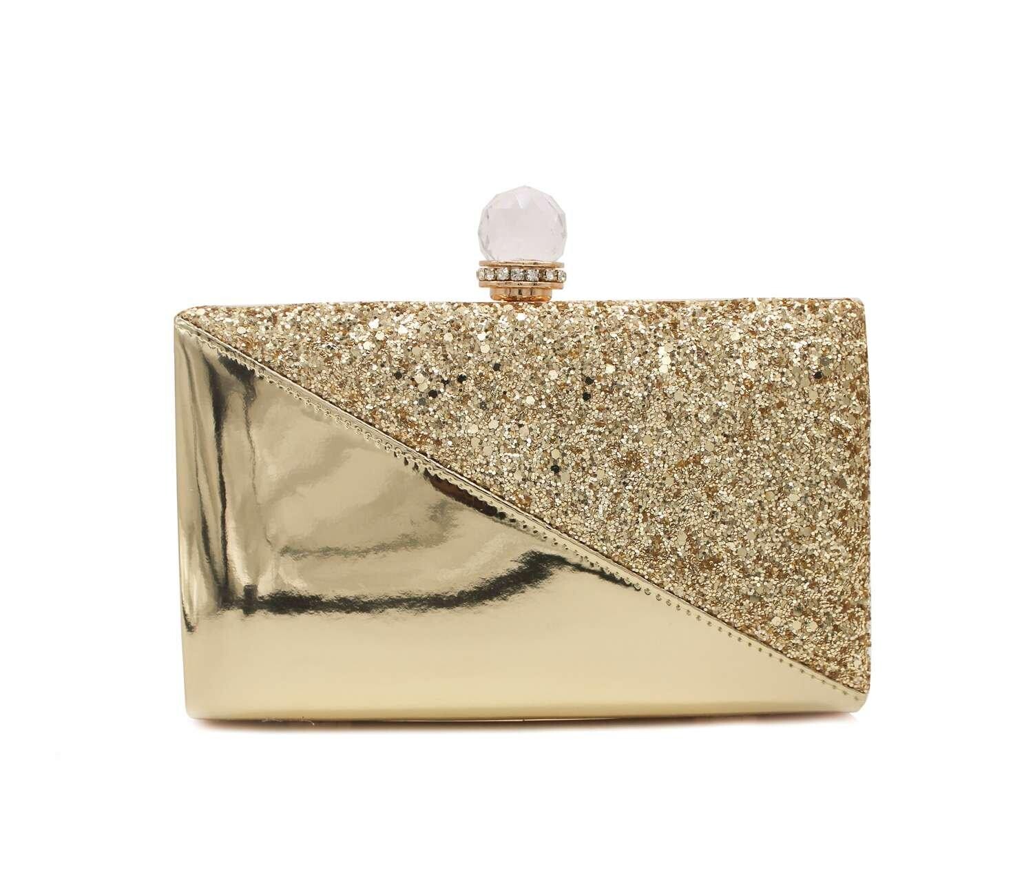 Блестящий вечерний клатч с полублестящей застежкой и кристаллами Kitise, золото
Блестящий вечерний клатч с полублестящей застежкой и кристаллами Kitise, золото