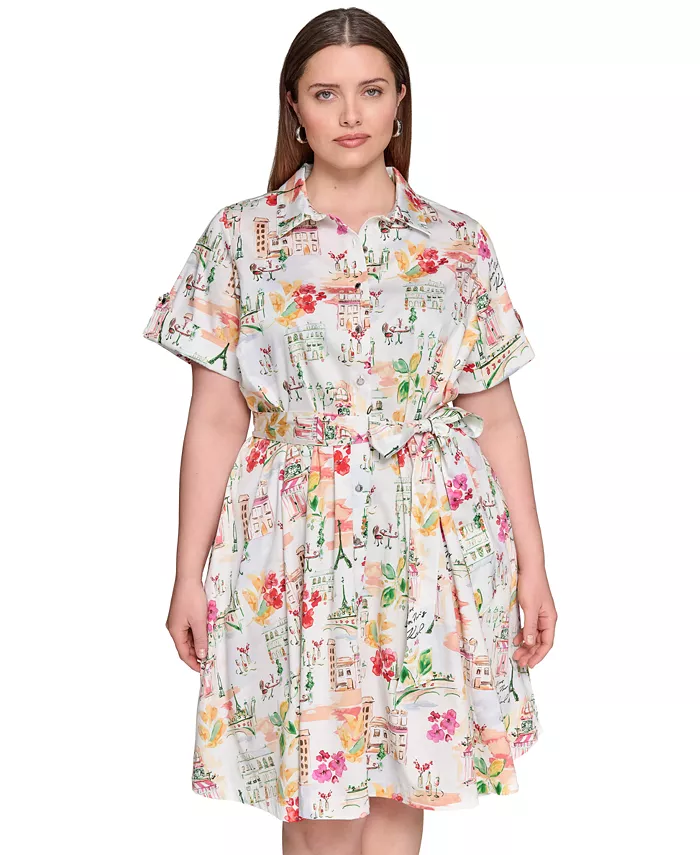 Плюс сайз платье-рубашка с поясом и принтом KARL LAGERFELD PARIS, оранжевый
Плюс сайз платье-рубашка с поясом и принтом KARL LAGERFELD PARIS, оранжевый