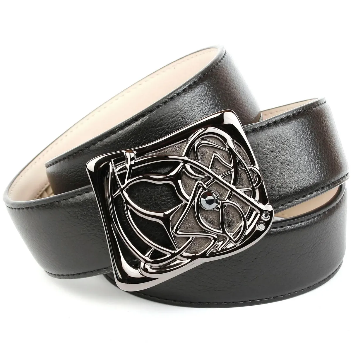 Кожаный ремень Anthoni Crown с дизайнерской застежкой, черный
Кожаный ремень Anthoni Crown с дизайнерской застежкой, черный