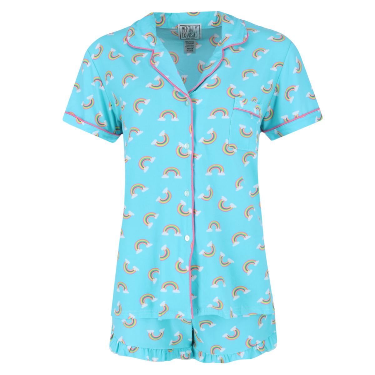 Женский пижамный комплект Rainbow Notch с короткими рукавами и шортами Mentally Exhausted, синий
Женский пижамный комплект Rainbow Notch с короткими рукавами и шортами Mentally Exhausted, синий