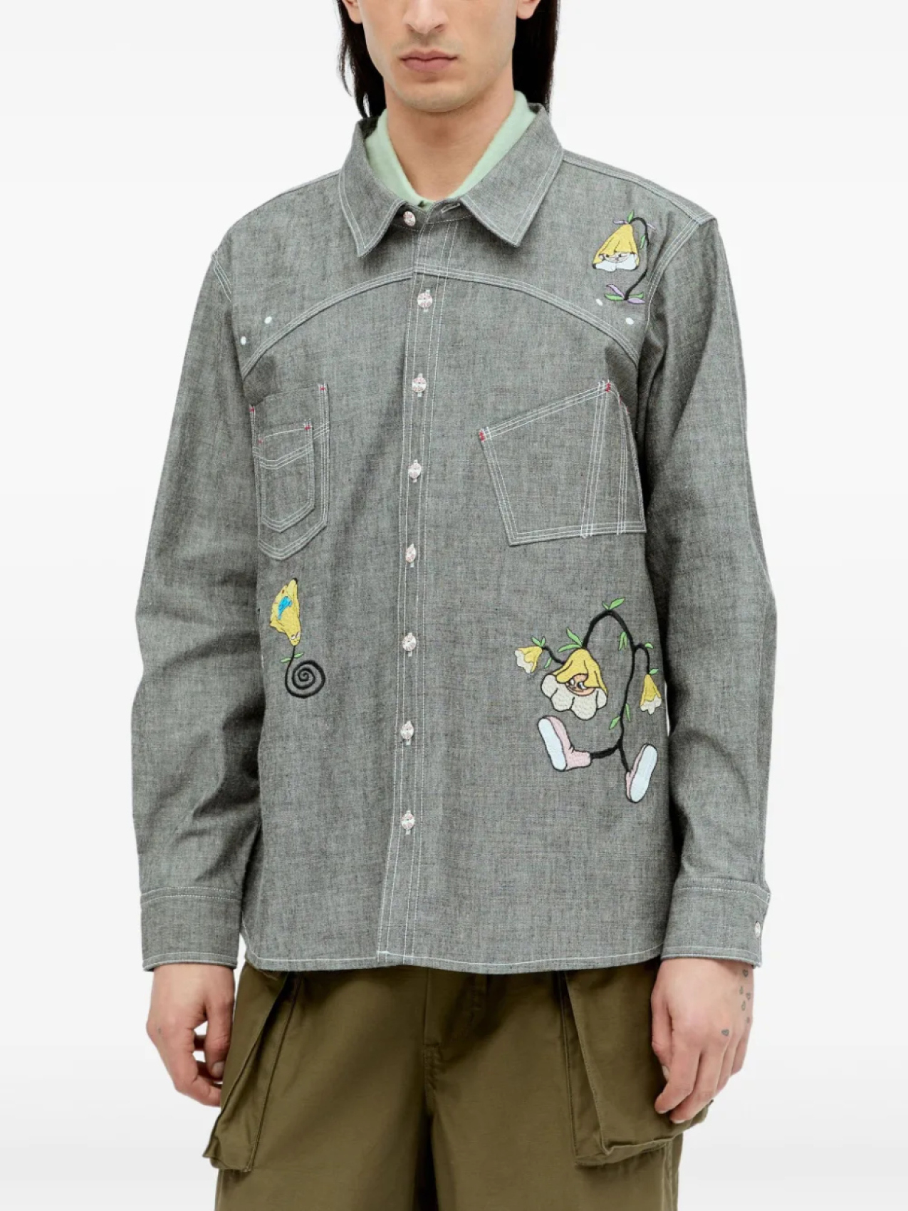 Вышитая рубашка Brain Dead, серый
Вышитая рубашка Brain Dead, серый