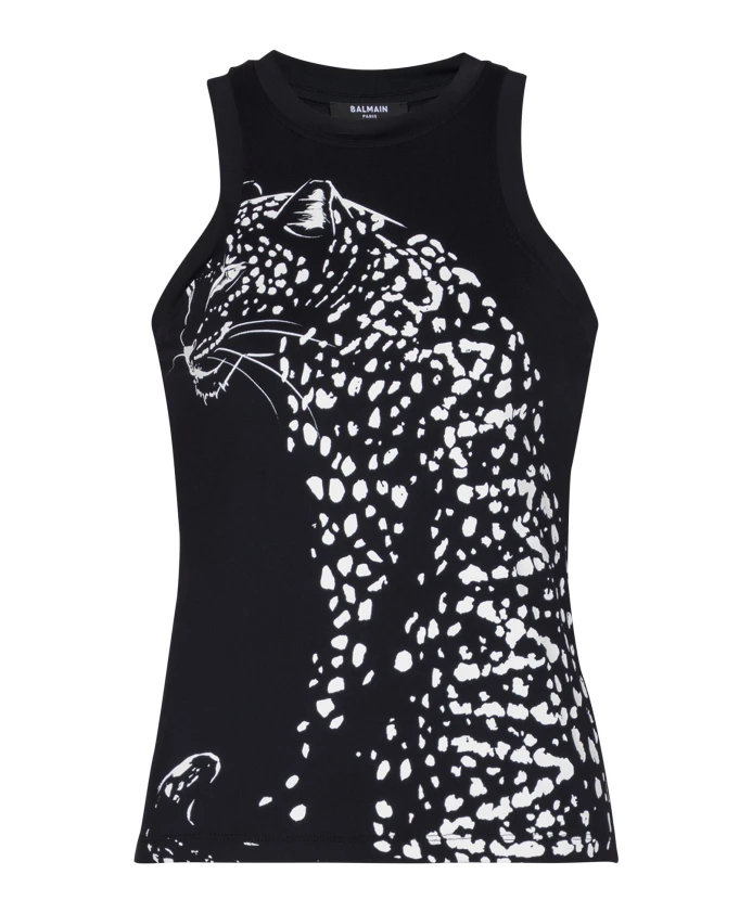 Майка с леопардовым принтом Balmain, черный
Майка с леопардовым принтом Balmain, черный