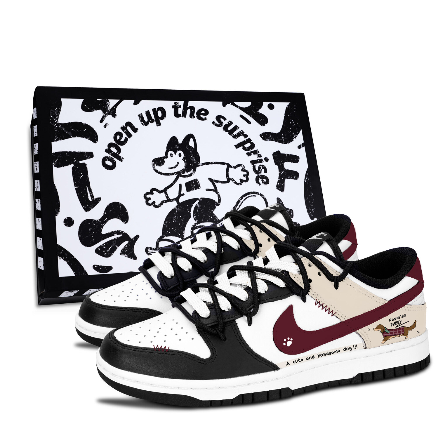 Nike Детские низкие кроссовки для скейтбординга Dunk Black White с подвеской в виде собачьего отпечатка Нескользящая и износостойкая кожа
Nike Детские низкие кроссовки для скейтбординга Dunk Black White с подвеской в виде собачьего отпечатка Нескользящая и износостойкая кожа