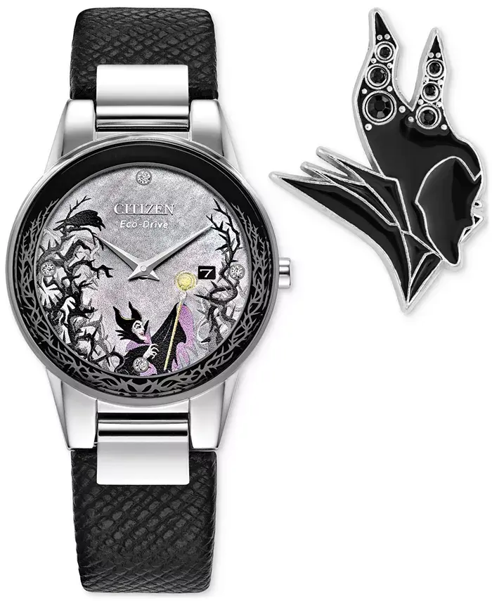 Женские часы Eco-Drive Disney Villains Maleficent's Charm с черным кожаным ремешком, 30 мм, в подарочной упаковке Citizen
Женские часы Eco-Drive Disney Villains Maleficent's Charm с черным кожаным ремешком, 30 мм, в подарочной упаковке Citizen
