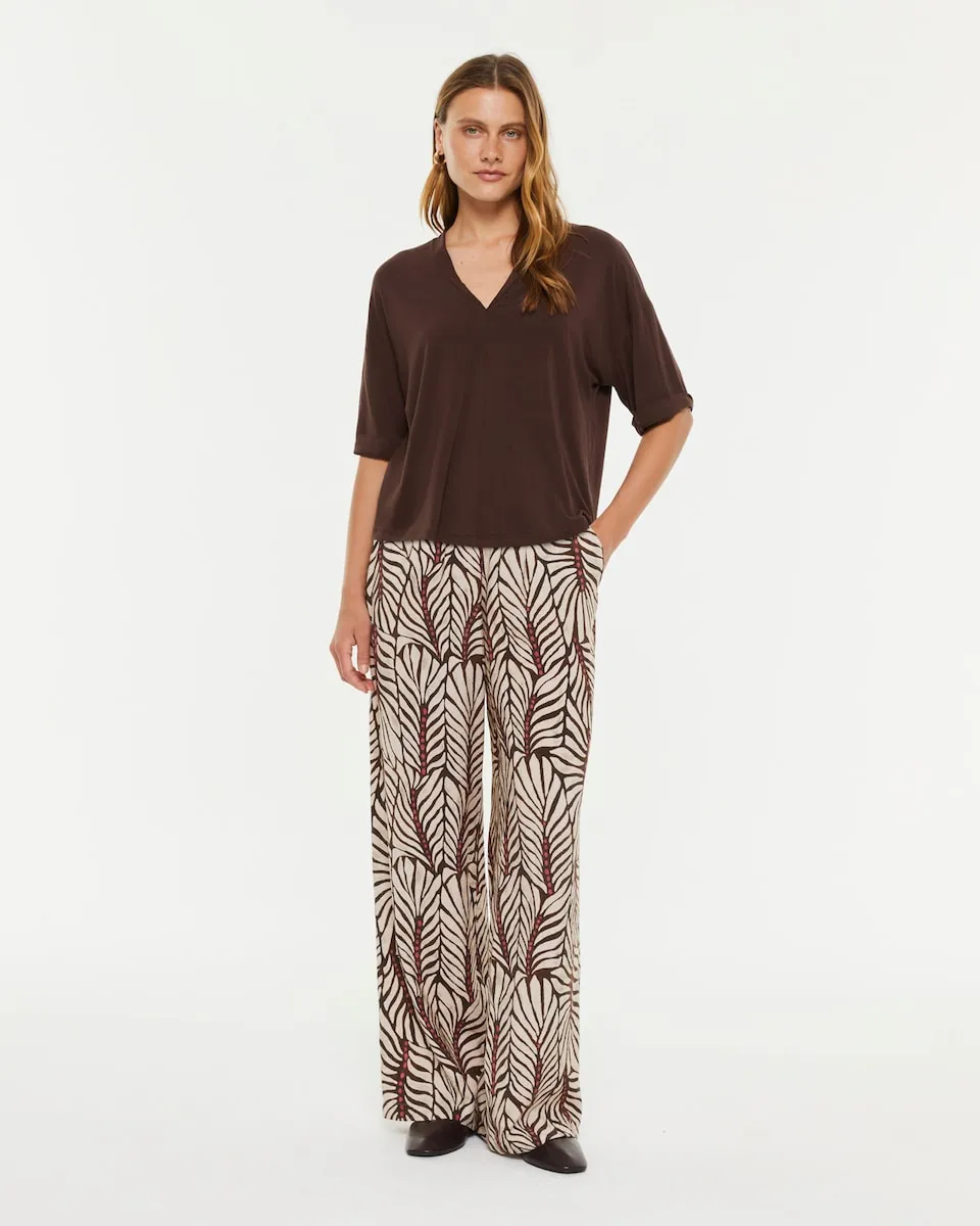 Женские широкие брюки с принтом на резинке Paz Torras, коричневый 
Женские широкие брюки с принтом на резинке Paz Torras, коричневый