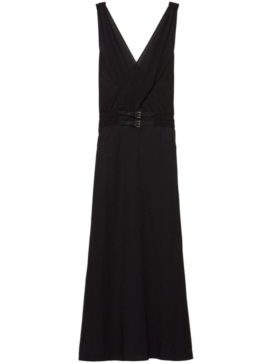 Prada платье миди с V-образным вырезом и пряжкой, черный
Prada платье миди с V-образным вырезом и пряжкой, черный