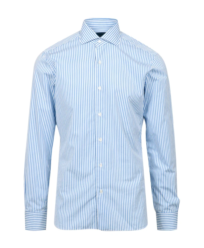 Полосатая хлопковая рубашка с воротником и длинными рукавами. Barba, синий
Полосатая хлопковая рубашка с воротником и длинными рукавами. Barba, синий