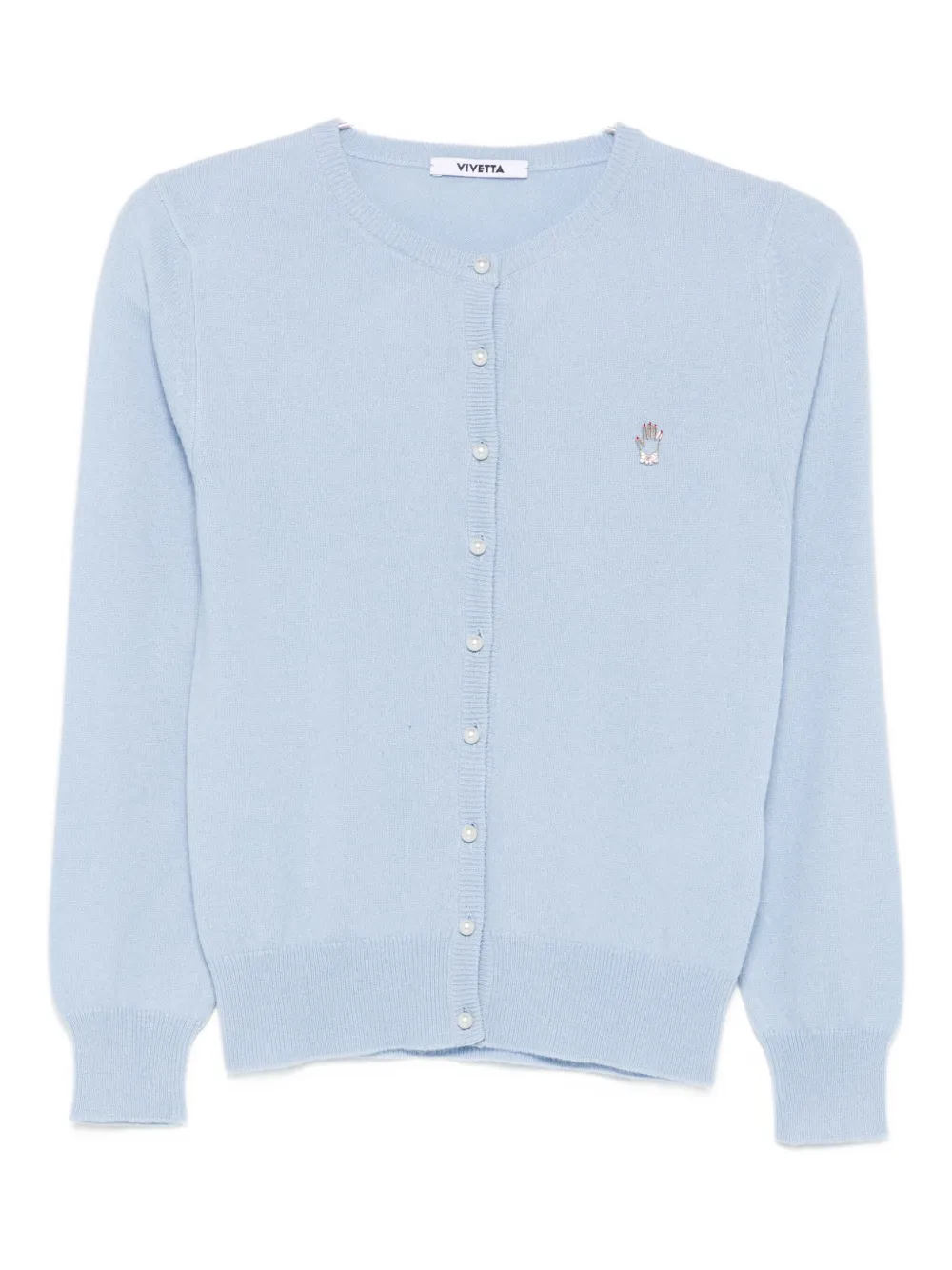 Кардиган, украшенный жемчужными пуговицами Vivetta, синий
Кардиган, украшенный жемчужными пуговицами Vivetta, синий