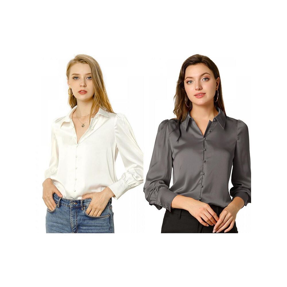 2 комплекта женских атласных рубашек на пуговицах с длинным рукавом и воротником-стойкой ALLEGRA K, цвет White And Grey
2 комплекта женских атласных рубашек на пуговицах с длинным рукавом и воротником-стойкой ALLEGRA K, цвет White And Grey
