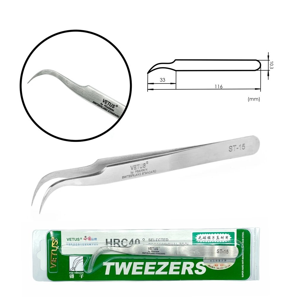 Vetus, пинцет изогнутый ST-15
Vetus, пинцет изогнутый ST-15