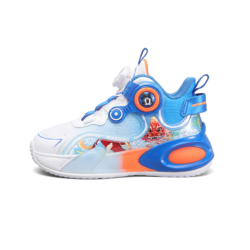 Детские баскетбольные кроссовки с противоскользящей подошвой, амортизацией, устойчивостью к истиранию и отскоком BOBDOG, белый/синий 
Детские баскетбольные кроссовки с противоскользящей подошвой, амортизацией, устойчивостью к истиранию и отскоком BOBDOG, белый/синий