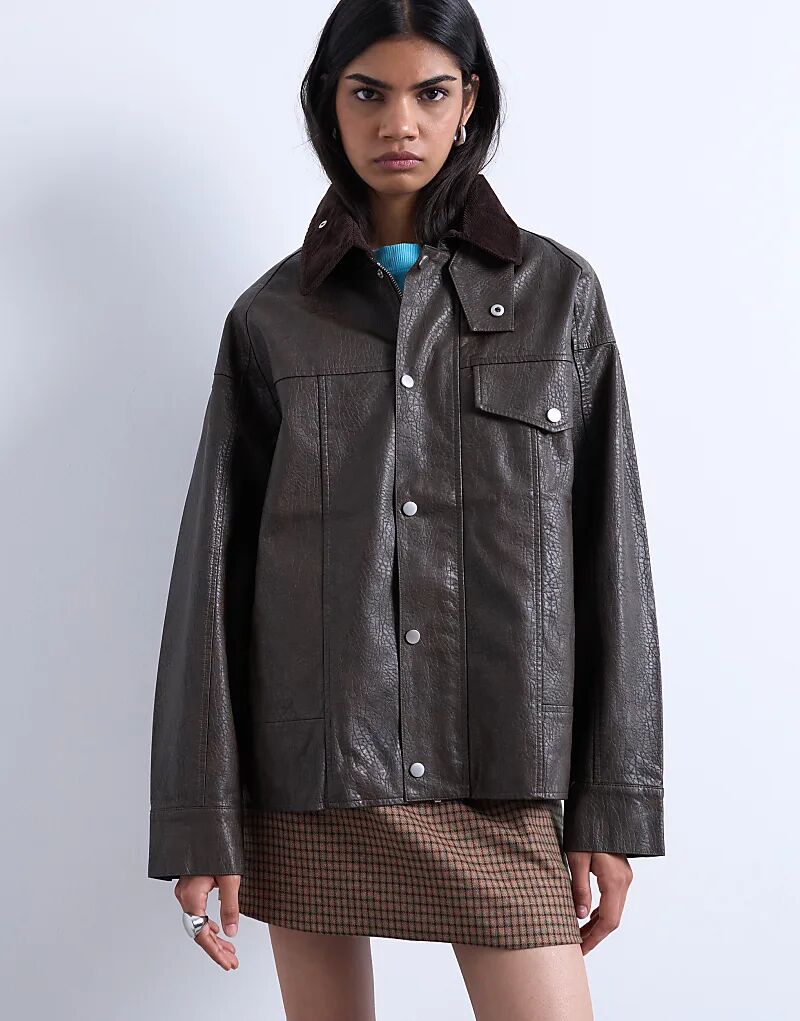 Куртка Topshop из искусственной кожи с воротником-стойкой коричневого цвета, Коричневый, Куртка Topshop из искусственной кожи с воротником-стойкой коричневого цвета
Куртка Topshop из искусственной кожи с воротником-стойкой коричневого цвета, Коричневый, Куртка Topshop из искусственной кожи с воротником-стойкой коричневого цвета