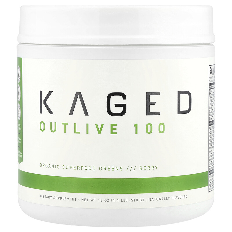 Kaged, Outlive 100, органическая зелень из суперфудов, ягоды, 510 г (18 унций)
Kaged, Outlive 100, органическая зелень из суперфудов, ягоды, 510 г (18 унций)