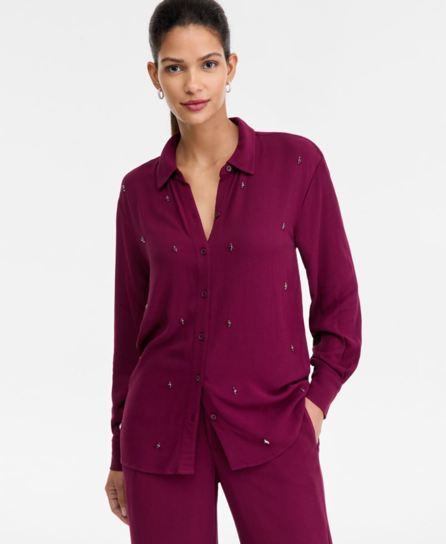 Женская блузка с вышивкой, размеры P/XS-XXL INC International Concepts, New Maroon
Женская блузка с вышивкой, размеры P/XS-XXL INC International Concepts, New Maroon